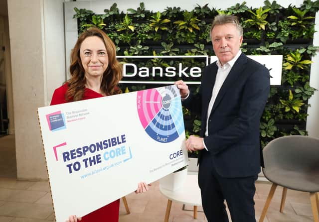 Kieran Harding, managing director of Business in the Community NI and Vicky Davies, chief executive of Danske Bank