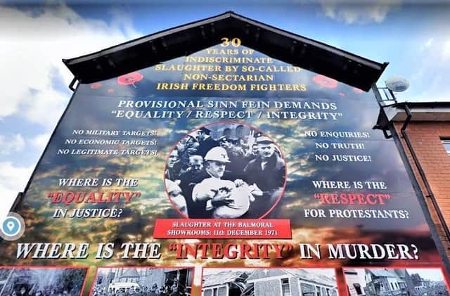 A mural honouring the victims of the 1971 bombing