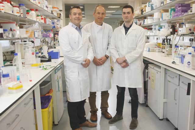 Queen's scientists, Dr Chris Watson, Dr David Simpson and 

Dr Oisin Cappa