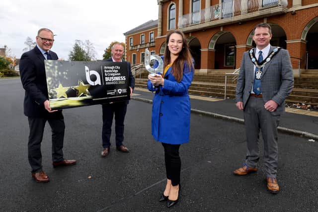 Pictured launching the awards are: Lord Mayor Glenn Barr, Chair of Economic Development Councillor Declan McAlinden, and Chief Executive Roger Wilson of Armagh City, Banbridge and Craigavon Borough Council, with Amy Bennington from Power NI, associate sponsor