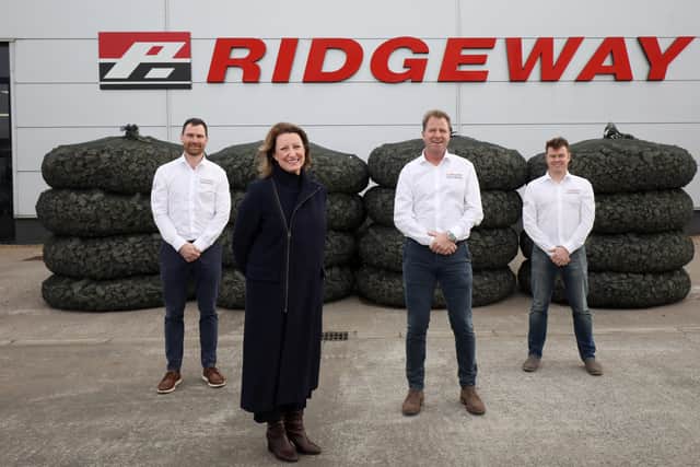 Gavin Donnelly, Rockbags division manager, Ridgeway, Anne Beggs, director of Trade and Investment at Invest NI, Stephen Kane, managing director, Ridgeway and Michael Ferguson, sales and logistics, Ridgeway