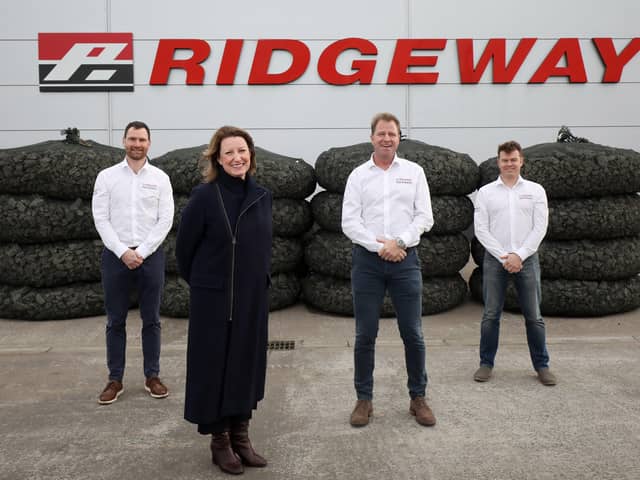 Gavin Donnelly, Rockbags division manager, Ridgeway, Anne Beggs, director of Trade and Investment at Invest NI, Stephen Kane, managing director, Ridgeway and Michael Ferguson, sales and logistics, Ridgeway