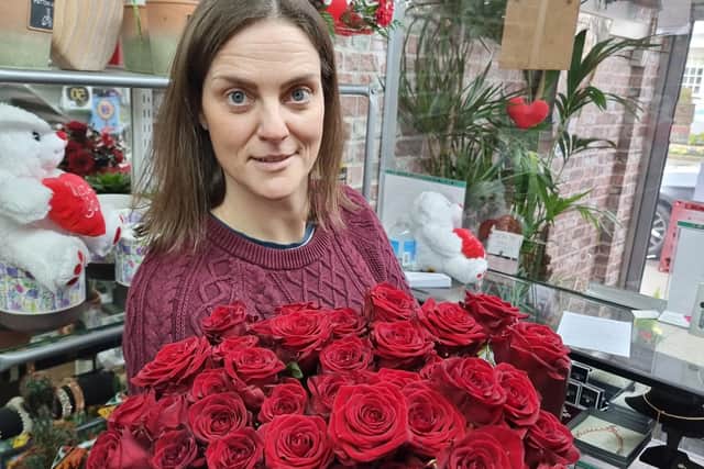 Alanna McMeekin at Personal Touch Florists in Banbridge prepares for Valentine's Day