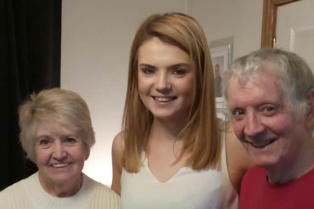 Hayley with her grandparents Lily and Harry
