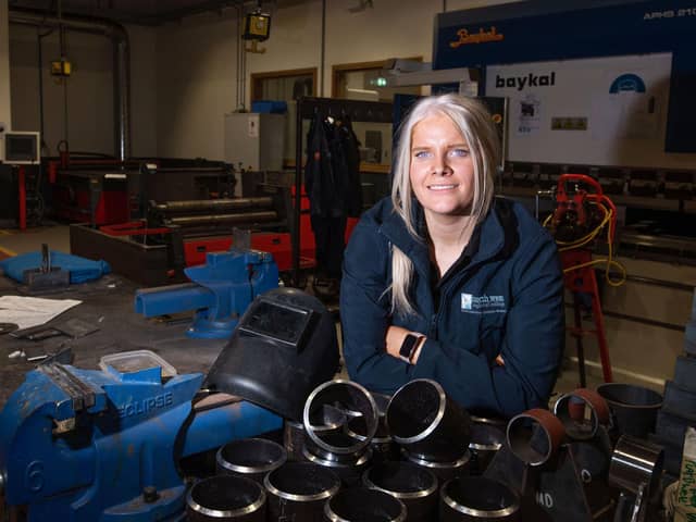 Shannon Cartin, now a female lecturer in fabrication and welding