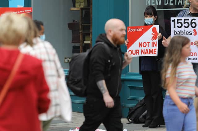 An anti-abortion protest takes place in Belfast.