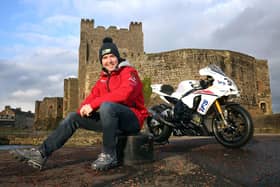Alastair Seeley in his hometown of Carrickfergus with the IFS Yamaha R1 he will race at the North West 200 from May 10-14.
