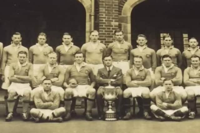 The 1937 Queen's senior cup winning team, including Harry McKibbin (1st from right, back row,). Photos courtesy of the McKibbin family.