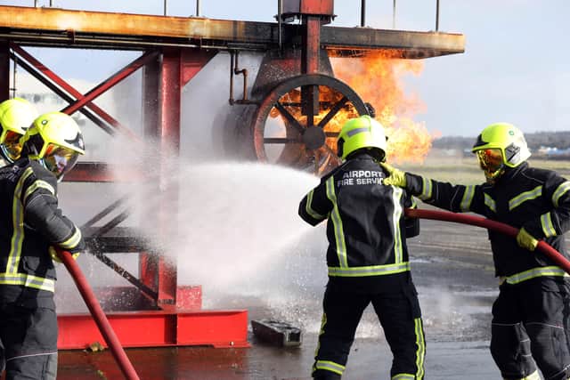 Apprentices partake in live fire demonstration at Belfast City Airport