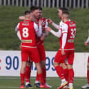 Ryan Curran celebrates after putting Cliftonville 2-0 ahead