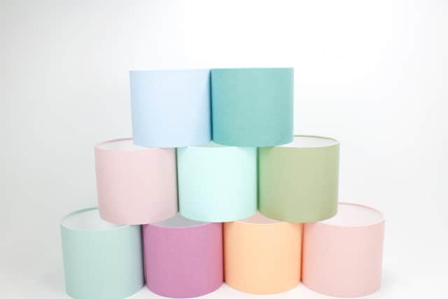 Tropicala Pastel Linen Lampshades, Large and Small Lamp Shades in Stonewashed Linen Fabric, from £24, Etsy.