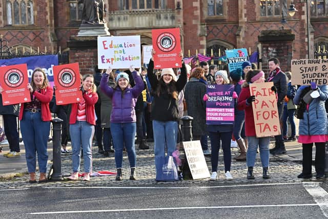 Some staff at Queen's University Belfast (QUB) and Ulster University (UU) began 10 days of strike action today.
 Pic Colm Lenaghan/ Pacemaker