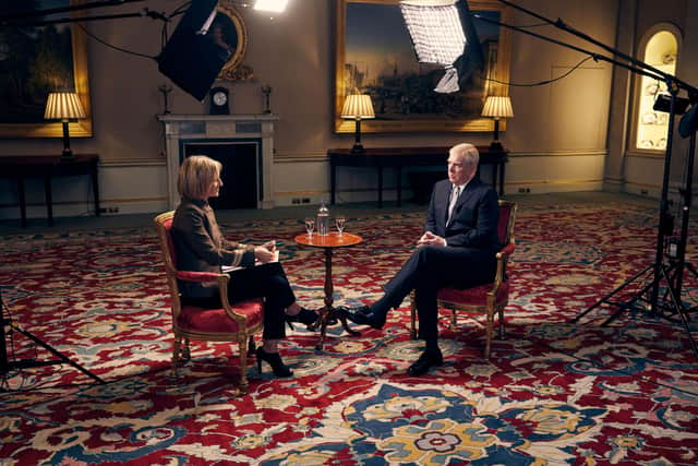 The Duke of York speaking about his links to Jeffrey Epstein in an interview with BBC Newsnight's Emily Maitlis in late 2019. Photo:  Mark Harrison/BBC/PA Wire