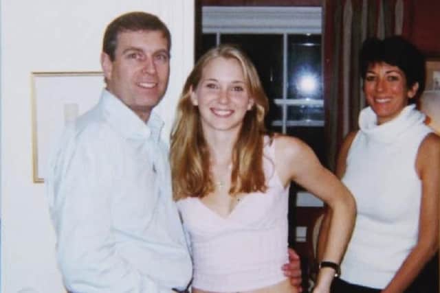 The Duke of York, Virginia Giuffre, and Ghislaine Maxwell. Court documents show that the Duke of York and Virginia Giuffre have reached a "settlement in principle" in the civil sex claim filed in the US. Photo: US Department of Justice/PA Wire