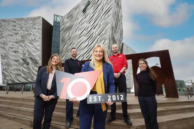 Titanic Belfast’s chief executive, Judith Owens MBE, are team members who have worked at the world-leading tourist attraction since it opened in 2012, Matt Prescott, maintenance technician, Eve Buchanan-Graham, executive office manager, Jonny Kelso, visitor experience crew and Judith Colhoun, duty and events officer