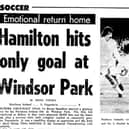Press report of Northern Ireland's 'emotional' return to Windsor Park in 1975