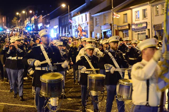 The latest anti-Northern Ireland Protocol rally was held in Co Armagh on Friday night.  
Picture:: Arthur Allison/Pacemaker Press