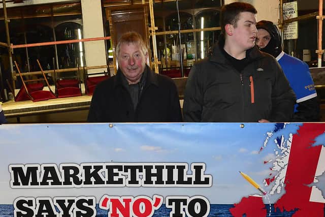 Sammy Wilson at the Markethill protest