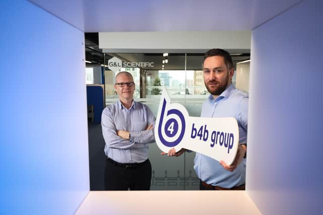 b4b Group sales manager Francis Downey joins Kevin O’Toole, vice-president, client services, G&L Scientific