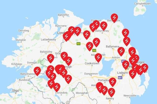 Full list of power cuts in Northern Ireland according to NIE.