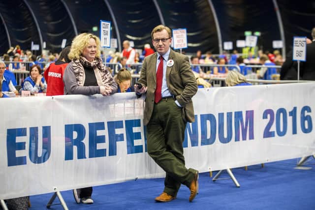 Christopher Stalford at the Brexit vote count in Belfast in 2016. Reactions to his untimely death came from the hearts of many unexpected sources