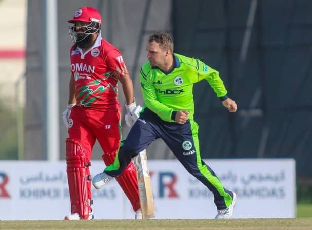 Ireland captain Andy McBrine in action against Oman.
