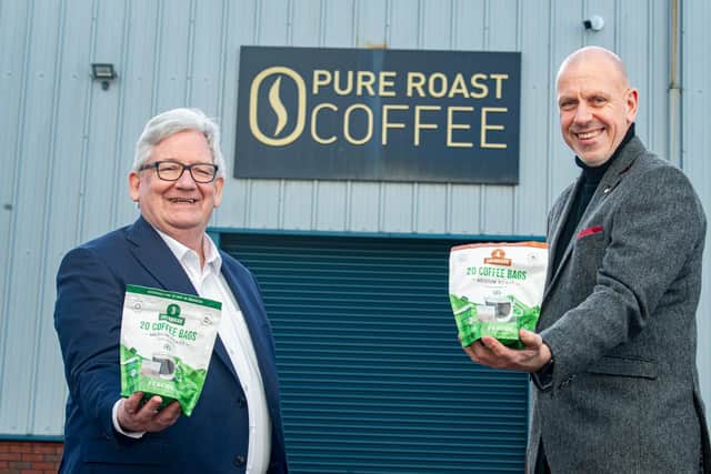 Martin Symington, director of Pure Roast Coffee; and John Hood, Invest NI’s director of Food & Drink