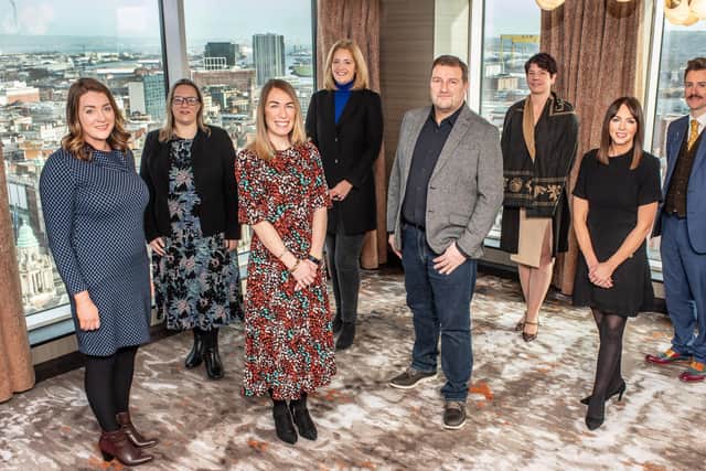 Pictured at the Grand Central Hotel in Belfast are Bridgene Keeley, McKeever Hotel Group,  Naomi Wilson, Clayton Hotel Belfast, Eimear Callaghan, Tourism NI’s business solutions manager, Caroline Wilson, Taste and Tour NI, Neil Thompson, founder and director of Delegate Wranglers, Judy Hutton, Game of Thrones Studio Tour,  Rachael McGuickin, director of business development at Visit Belfast and Alan Greer, Historic Royal Palaces Hillsborough Castle