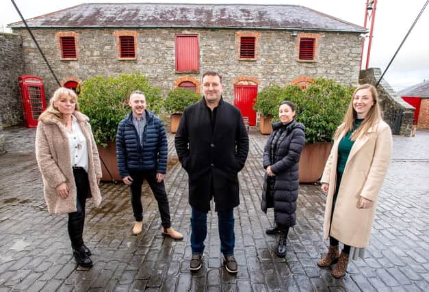 Pictured at the Larchfield Estate are Diane Thompson, Delegate Wranglers, Michael Dalton, MICDROP founder, Neil Thompson, founder and director of Delegate Wranglers, Lisa Stewart, Visit Belfast and Hannah Watson, Larchfield Estate