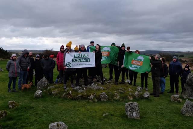 A Sinn Fein walk in support of Irish unity started at Davagh Forest Park in Mid Ulster on Saturday 26 February and ended at Beaghmore Stone Circle. Photo: Sinn Fein MLA Emma Sheerin Twitter account.