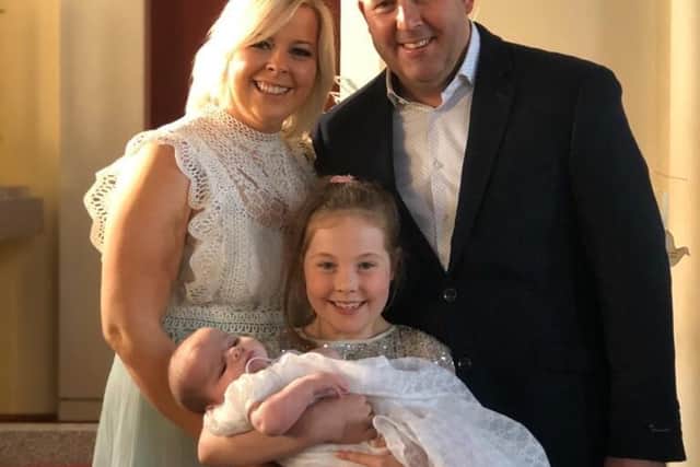 Claire with husband Mark, daughter Beibhinn and baby son Brogan