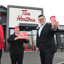 Chris Toner, new store opening manager, Tim Hortons, Geraldine Robinson, regional manager, Tim Hortons and Chris Flynn, centre director, The Junction