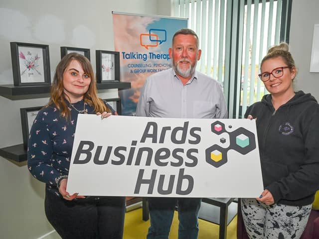 Psychotherapist and counsellor, Terry Gorman from Talking Therapy NI, Angela McAllister from Ards Business Hub and health and fitness instructor Lauren Pinkney