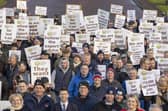People from the Northern Ireland farming Community gather outside Stormont ahead of a debate on NI Minister for Agriculture Edwin Poots' Climate Change Bill.