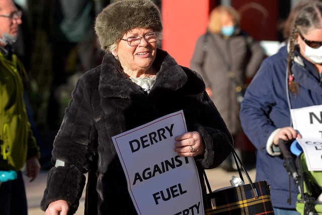 Kate Nash pictured at the Derry Against Fuel Poverty protest in Waterloo Square on Saturday afternoon last. Photo: George Sweeney.  DER2209GS – 059