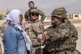 Undated handout photo issued by the Ministry of Defence (MoD) of Second Lieutenant Emily Smith (right), with some of the first women infantry soldiers and officers taking part in Exercise Olive Grove in Jordan, working alongside the Jordanian Armed Forces. Women could not serve in the British Army's infantry in close combat roles until December 2018.