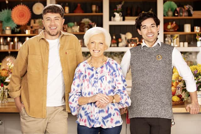 Roman Kemp, Mary Berry and Tom Read Wilson