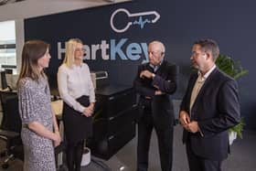 B-Secur's Holly Easlea, Stacey, Stacey Murray, Alan Foreman CEO pictured with First Capital Ventures CEO Gary Graham at a recent investors event at the Belfast company's headquarters