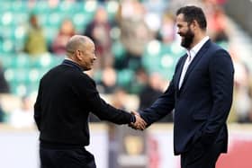 England head coach Eddie Jones (left) and Ireland head coach Andy Farrell shake hands. Pic by PA.