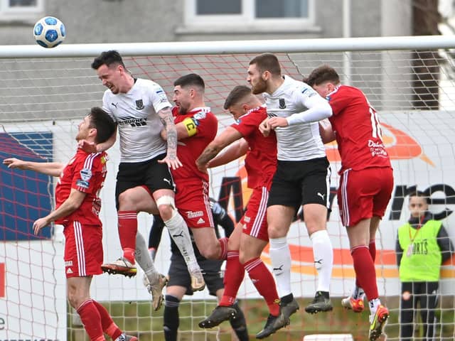 Action from Portadown's home game with Ballymena United at Shamrock Park in the Danske Bank Premiership