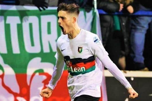 Jay Donnelly (Glentoran), the league's top scorer this season with 22 goals at time of writing