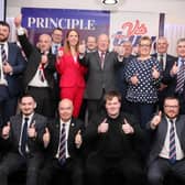 TUV leader Jim Allister along with party candidates for the up-coming Assembly election.  Picture: Jonathan Porter/PressEye