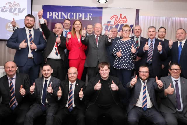 TUV leader Jim Allister along with party candidates for the up-coming Assembly election.  

Picture: Jonathan Porter/PressEye