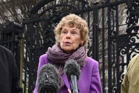 Baroness (Kate) Hoey, the former Labour MP, speaks to the media outside the High Court in Belfast, after the dismissal of her appeal against a ruling that NI Protocol is lawful. Photo: Michael Cooper/PA Wire