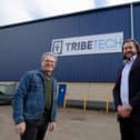 Australia’s ambassador to Ireland, Hon. Gary Gray, with Tribe Tech’s managing director Charlie King outside the company’s production facility in Mallusk