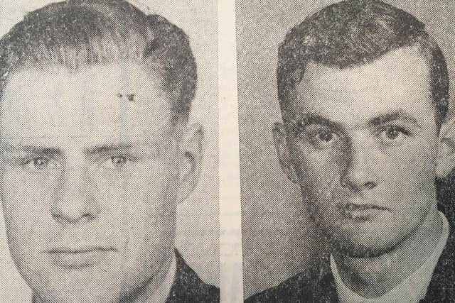 News Letter image of RUC constables Bernard O'Neill (left) and Ernest McAllister - March 1972