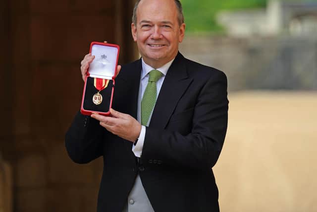 Professor Sir Michael McBride after he was made a Knight Bachelor by the Princess Royal during a investiture ceremony at Windsor Castle. Picture: Steve Parsons/PA Wire