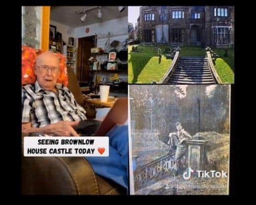 TikTok: Papa Jake is close to tears as he is shown footage of Brownlow House where he was stationed during World War Two