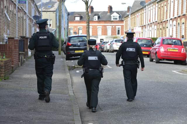Police on patrol in the Holylands on St Patrick’s Day last year