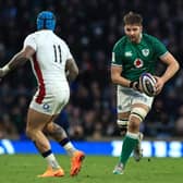 LONDON, ENGLAND - MARCH 12:  Iain Henderson of Ireland runs with the ball during the Guinness Six Nations Rugby match between England and Ireland at Twickenham Stadium on March 12, 2022 in London, England. (Photo by David Rogers/Getty Images)
